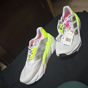 Adidas Women's Bright Yellow and White Sneakers